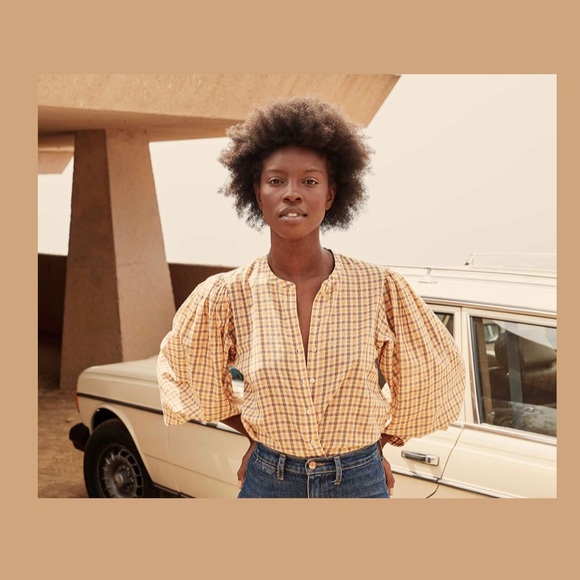 Doen Tops - ❀ Doên Scarlet Top in Orange Meringue Plaid S